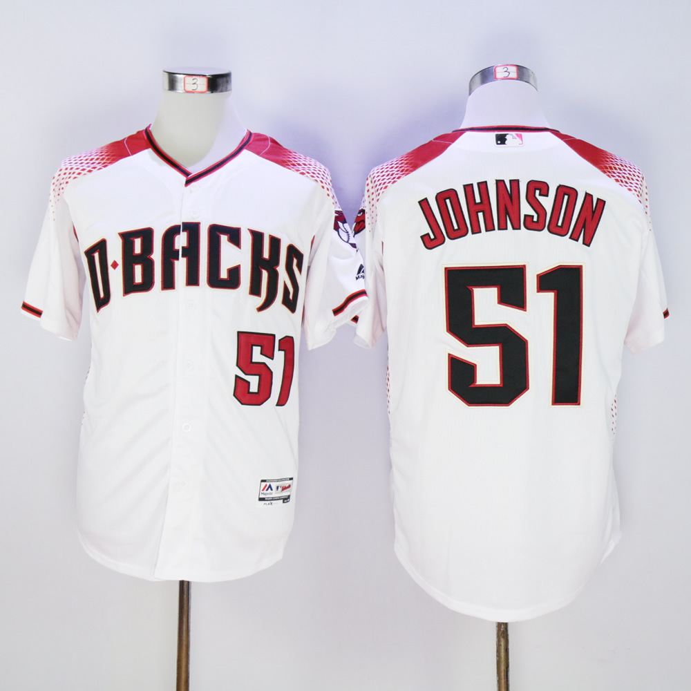 Men Arizona Diamondback #51 Johnson White MLB Jerseys2